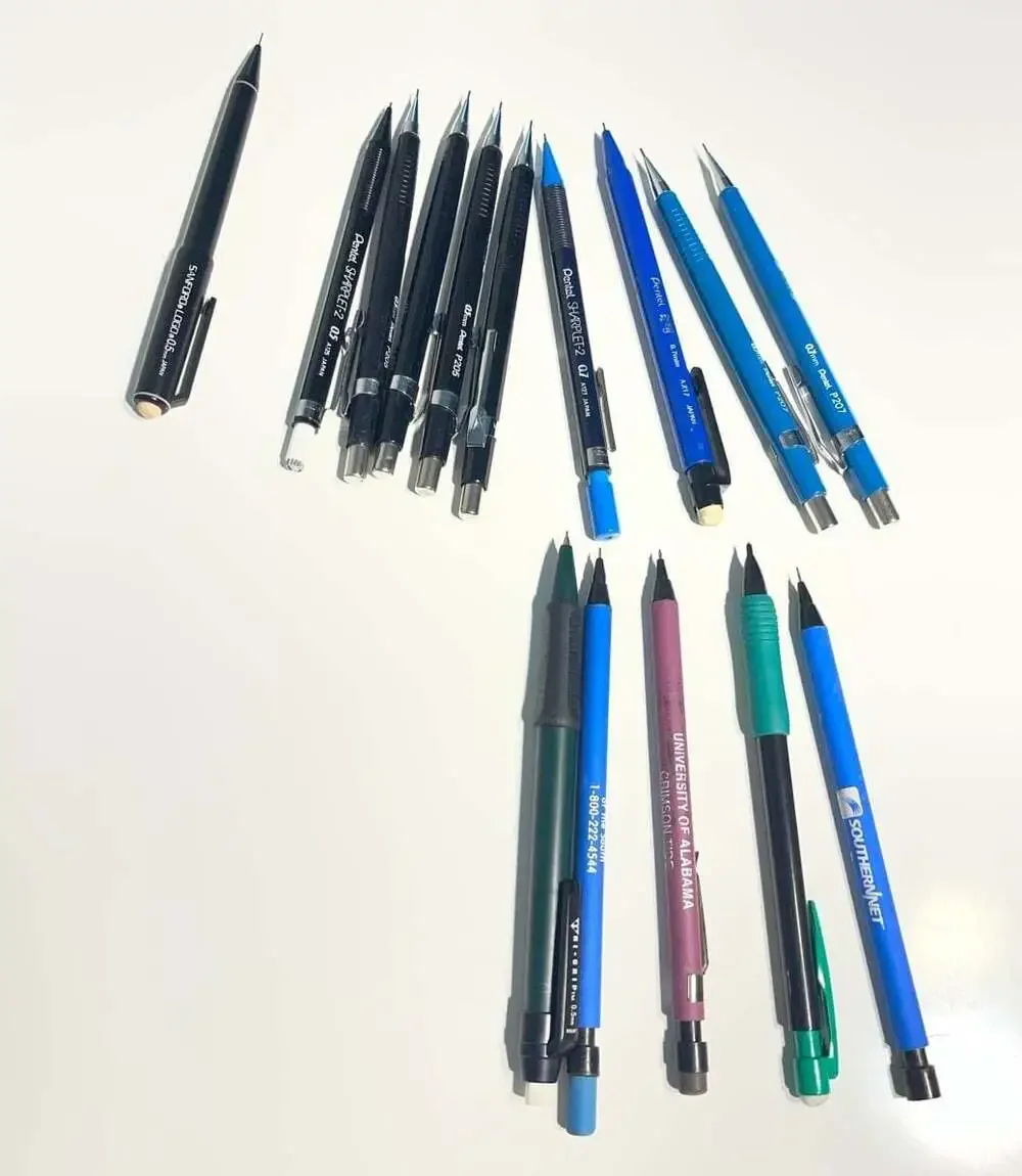 Vintage Pentel Japan Mechanical Pencil Lot P205 P207 Sharplet, Sanford LOGO, 0.5